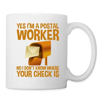 Postier, je ne sais pas où est ton chèque 2 - Mug blanc - blanc - Droite