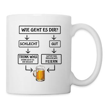 Wie geht es dir - Biertrinker - Männertag - Tasse - Weiß - Rechts