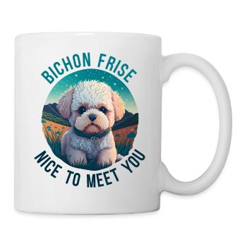 Bichon Friesland, Nice to Meet You - Cute Dog Portrait - Mug - white - Right