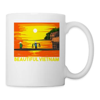 Vietnam Viet Bauern Reisfeld Flagge I Geschenk - Tasse - Weiß - Rechts