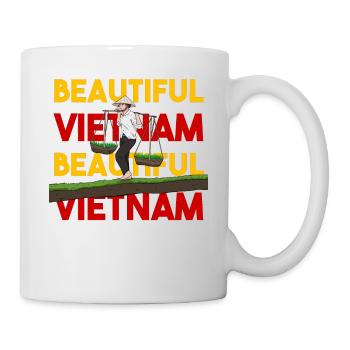 Vietnam Viet Bauern Reisfeld Flagge I Geschenk - Tasse - Weiß - Rechts