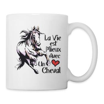 Cheval Drôle Femme Fille Enfant Vie avec un Cheval - Mug blanc - blanc - Droite