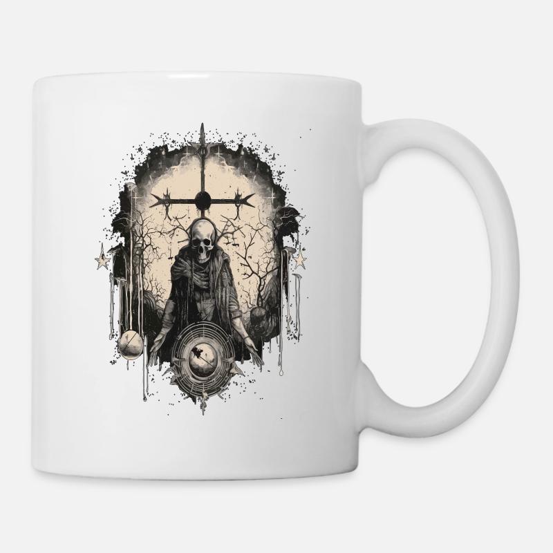 Gothic Witchcraft Ritual Darkness Skeleton Skull - Mug - white