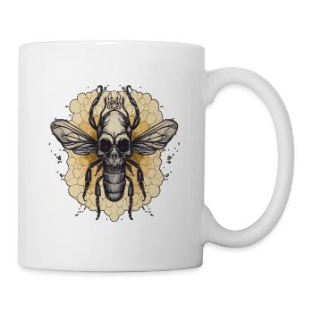 Bee Skull Line Gothique Goth Miel Dark Design - Mug blanc - blanc - Droite