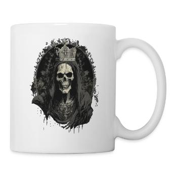 Creepy Gothic Skull King Throne Skelett Darkhorror - Tasse - Weiß - Rechts