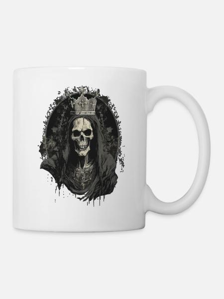 Creepy Gothic Skull King Throne Skelett Darkhorror - Tasse - Weiß