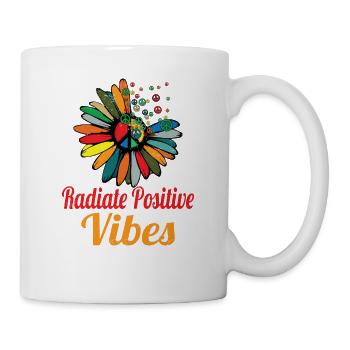 Hippie Peace Zeichen Frieden Blumen Blumenkind - Tasse - Weiß - Rechts