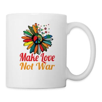 Hippie Peace Zeichen Frieden Blumen Blumenkind - Tasse - Weiß - Rechts
