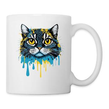 Crazy Colorful Splash Art Cat design - Mug blanc - blanc - Droite