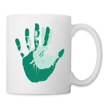 Hand in Hand abdruck Eltern mit Kind Geschenk - Tasse - Weiß - Rechts