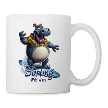 Hippopotame cool avec une planche de surf - surfeur - Mug blanc - blanc - Droite