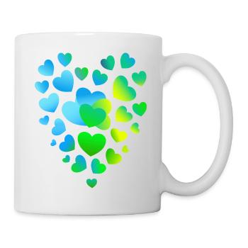 blue hearts, many hearts - Mug - white - Right