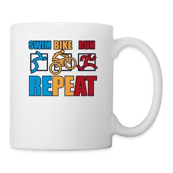 Swim Bike Run Repeat Training Triathlonrad Profi - Tasse - Weiß - Rechts