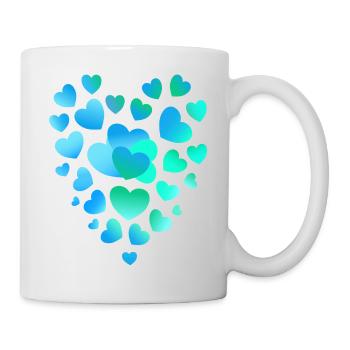 blue hearts, many hearts - Mug - white - Right