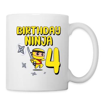 Anniversaire Ninja 4 ans Bday Party Cadeau - Mug blanc - blanc - Droite