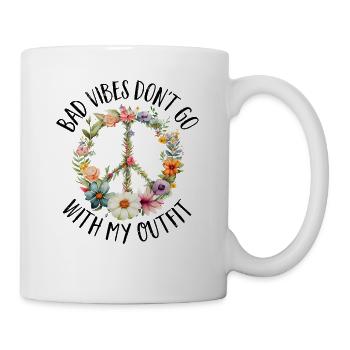 Hippie Peace Sign Peace Flowers Flower Child - Mug - white - Right