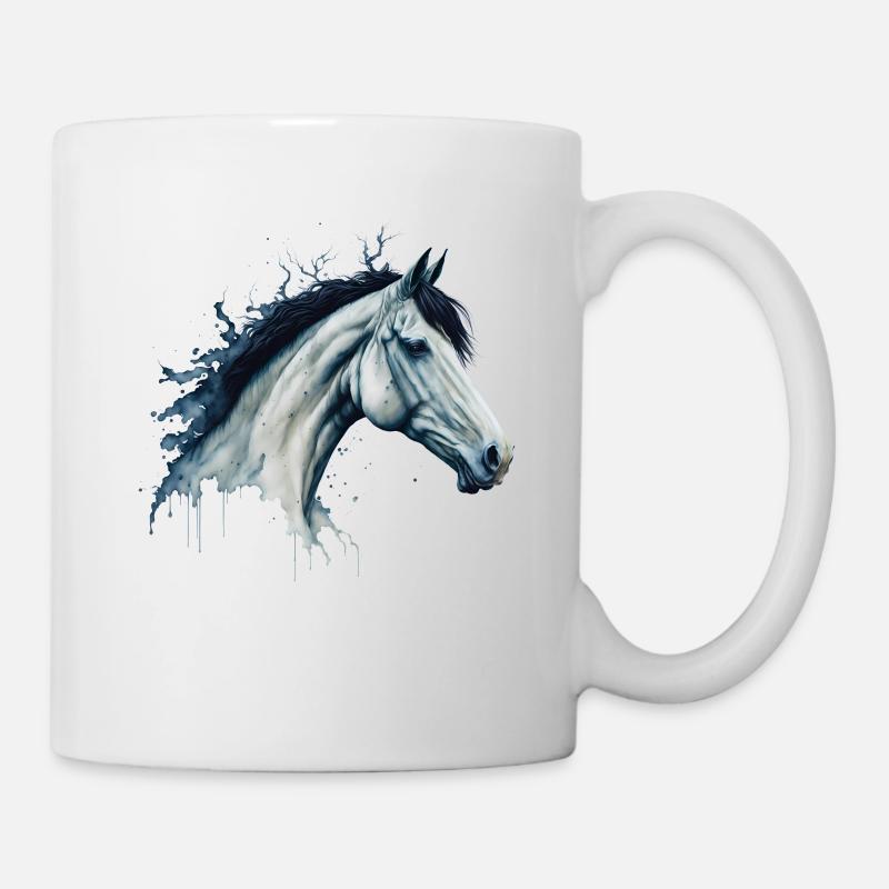 Majestueuse aquarelle Peinture de cheval - Mug blanc - blanc