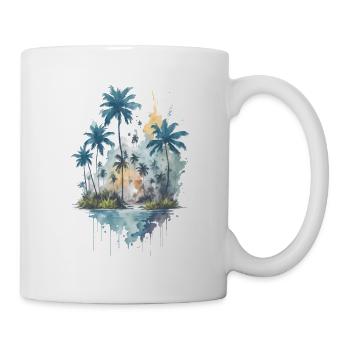 Ruhige tropische Gewässer Aquarellmalerei - Tasse - Weiß - Rechts