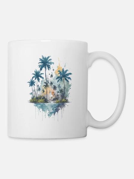 Ruhige tropische Gewässer Aquarellmalerei - Tasse - Weiß