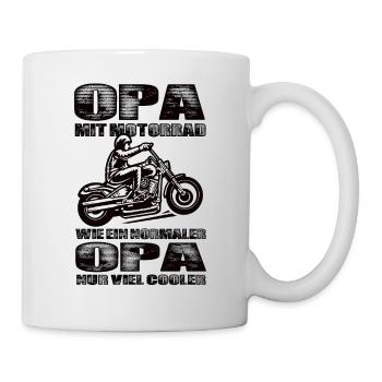 Opa Mit Motorrad Wie Ein Normaler Opa Nur Cooler - Tasse - Weiß - Rechts