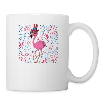 4 juillet Tout le monde en Amérique Flamingo US - Mug blanc - blanc - Droite