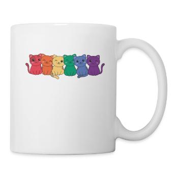 Regenbogen Katze Flag Pride LGBTQ süße Katzen - Tasse - Weiß - Rechts