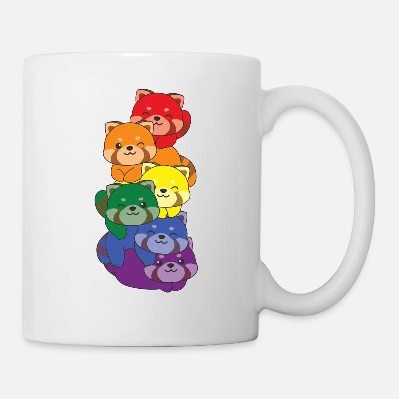 Rainbow Flag Pride LGBTQ Mignon Panda Rouge - Mug blanc - blanc