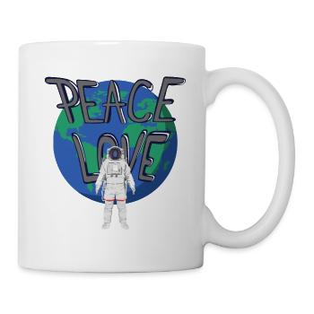 Logo du monde des astronautes Peace Love en gris - Mug blanc - blanc - Droite