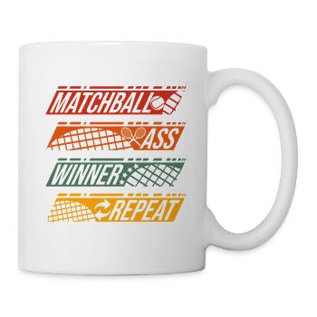 Funny Tennis Art Matchball Ass Winner Repeat Gift - Tasse - Weiß - Rechts