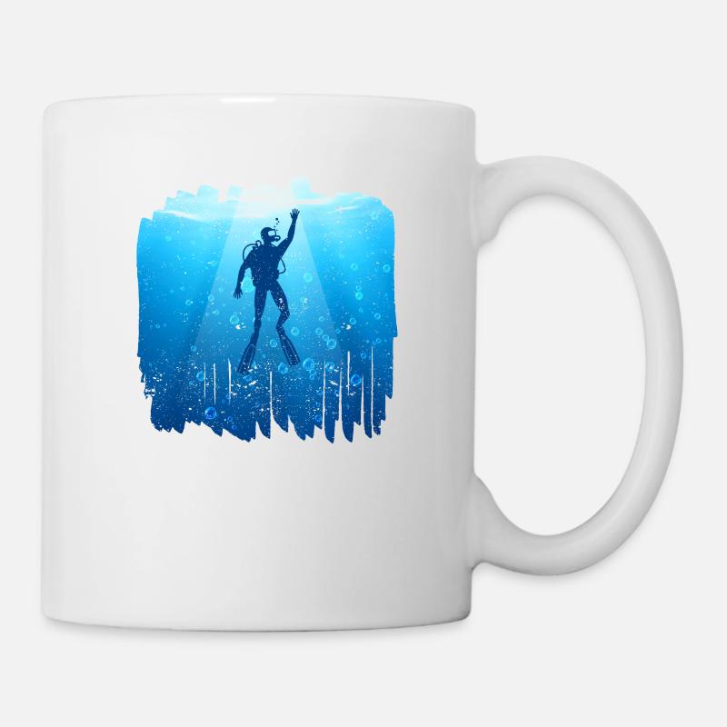 Plongée Silhouette Drôle de plongée en apnée plongée sous-marine - Mug blanc - blanc