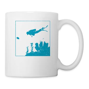 Tauchen Lustige Taucher Silhouette Ozean Apnoe - Tasse - Weiß - Rechts