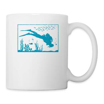 Tauchen Lustige Taucher Silhouette Ozean Apnoe - Tasse - Weiß - Rechts