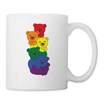Rainbow Flag Pride LGBTQ Mignon Bear Stack - Mug blanc - blanc - Droite