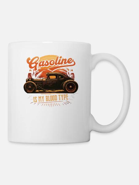 Hot Rod Gasoline Is My Blood Type, Retro Vintage - Mug - white