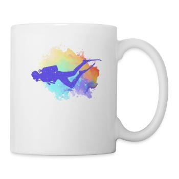 Plongée Rétro Aquarelle Apnée Aquatique Plongeur Immergé - Mug blanc - blanc - Droite