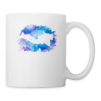 Plongée Rétro Aquarelle Apnée Aquatique Plongeur Immergé - Mug blanc - blanc - Droite