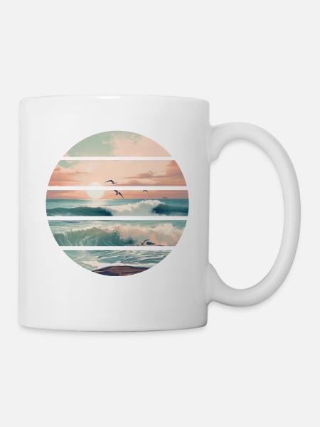 Meer Wellen Brandung Gischt Ufer Küste - Tasse - Weiß
