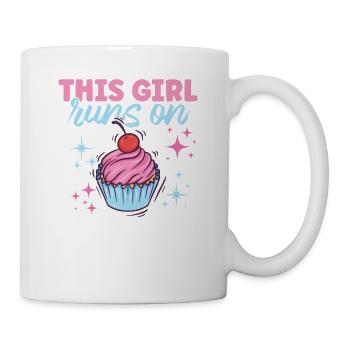 Mit disen Design Girl Runs On Cupcake - Tasse - Weiß - Rechts