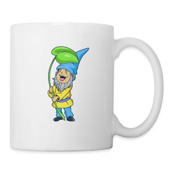 Nain de jardin avec feuille - Mug blanc - blanc - Droite