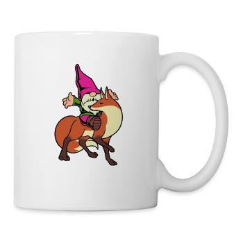 Gartenzwerg reitet Fuchs - Tasse - Weiß - Rechts
