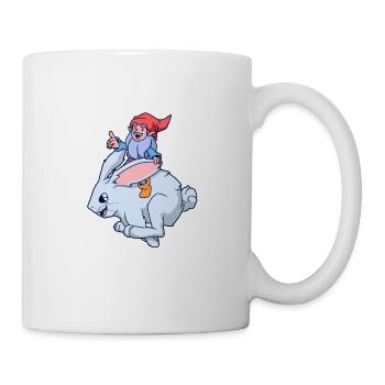 Garden gnome rides hare - Mug - white - Right