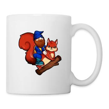 Gartenzwerg reitet Eichhörnchen - Tasse - Weiß - Rechts