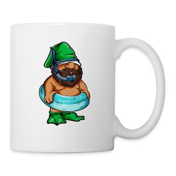 Gartenzwerg mit Schwimmreifen - Tasse - Weiß - Rechts