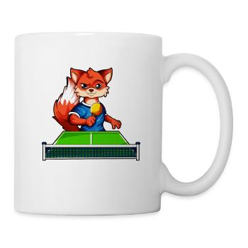 renard de dessin animé jouant au tennis de table - Mug blanc - blanc - Droite