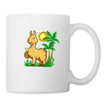 Comic Lama genießt einen Cocktail - Tasse - Weiß - Rechts