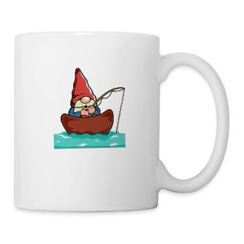 Gartenzwerg beim Angeln - Angler - Tasse - Weiß - Rechts