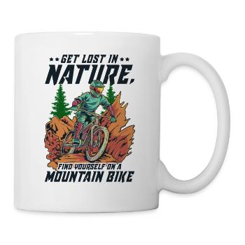 Mountain Biking Downhill Mountain Bike MTB - Mug - white - Right