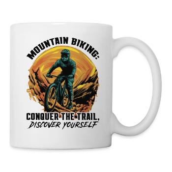 Mountain Biking Downhill Mountain Bike MTB - Mug - white - Right