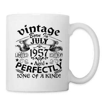Juli 1957 | Jahrgang 1957 | geboren im Juli - Tasse - Weiß - Rechts