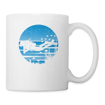 Retro Scuba Diver Silhouette Vintage Underwater - Mug - white - Right